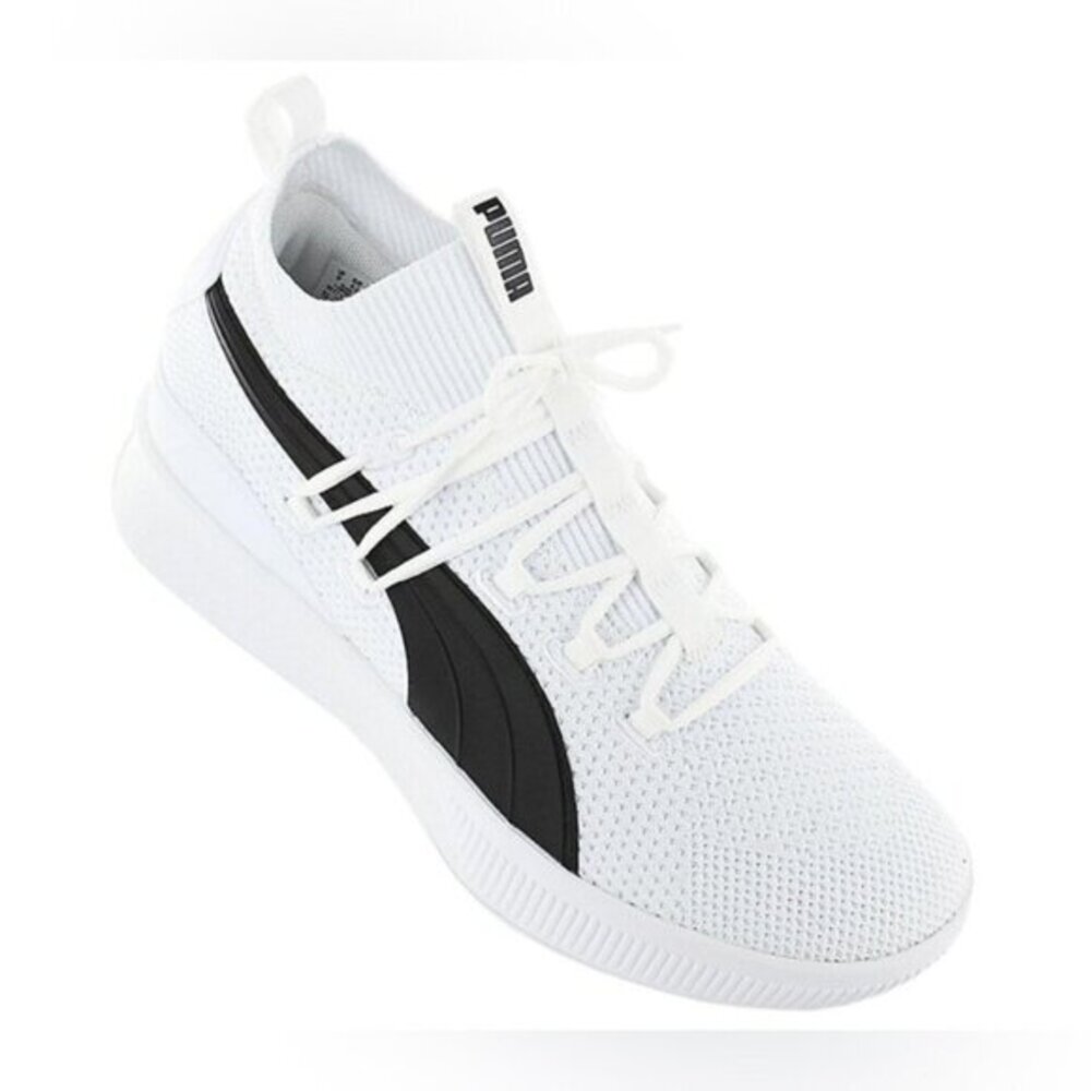 Puma Running Shoes Clyde Court GW Jr Knit Sneakers White Black Size 6.5